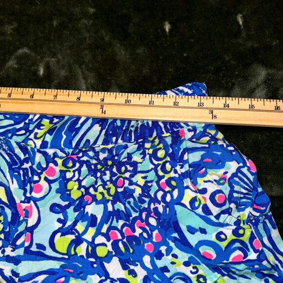 Lilly Pulitzer Buttercup Knit Short Women Small Ceviche Blue Scallop Hem Pull-On - Picture 6 of 6